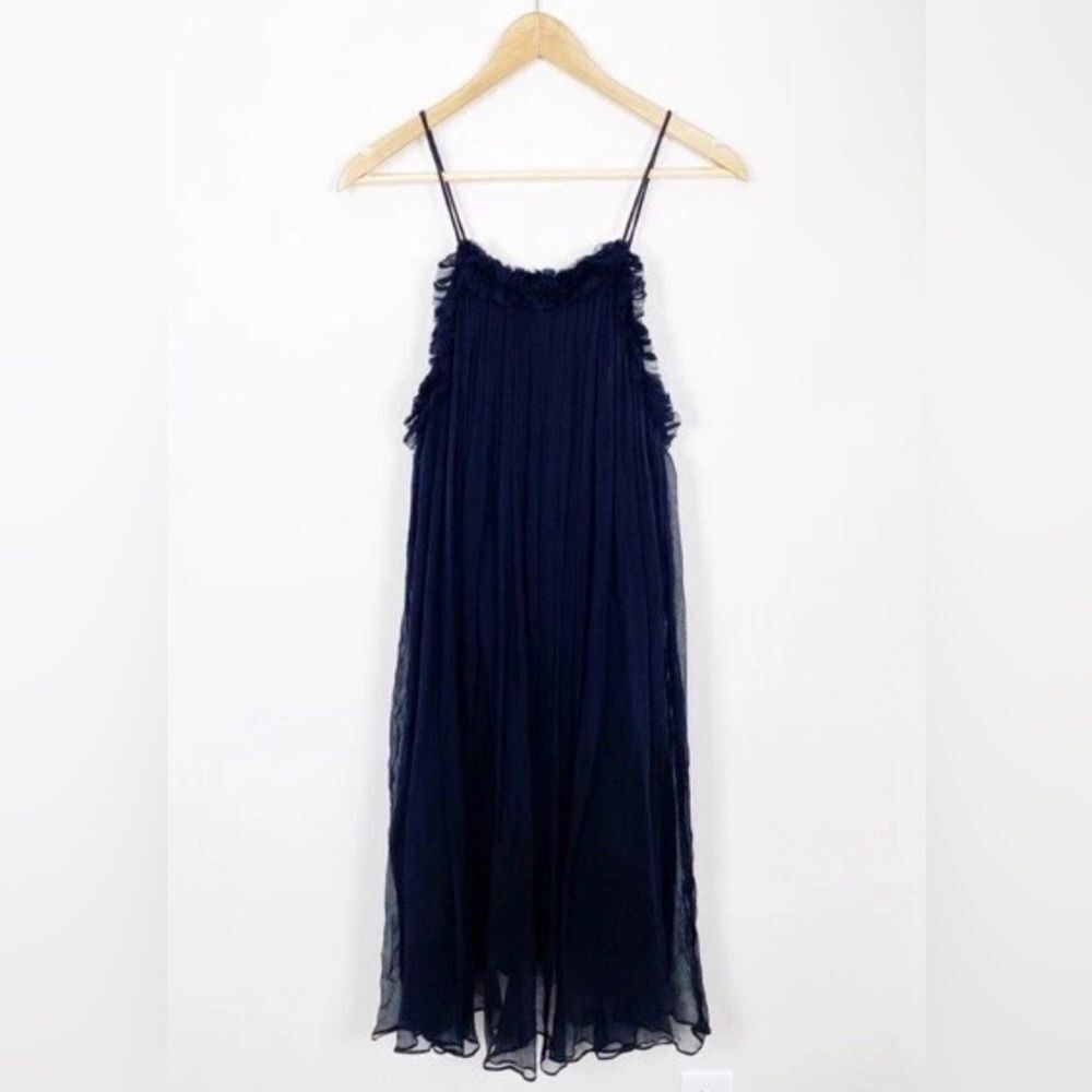 Free People x Brenda Knight Silk Chiffon Babydoll Dress BLACK